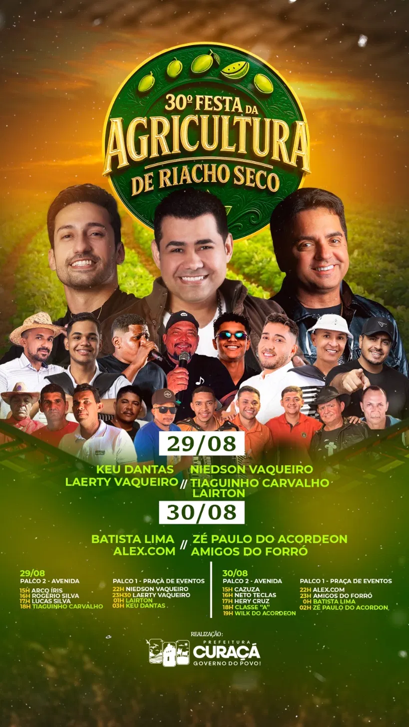 Prefeitura de Curaçá promove 30ª Festa da Agricultura em Riacho Seco nos dias 29 e 30 de agosto